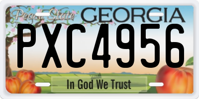 GA license plate PXC4956