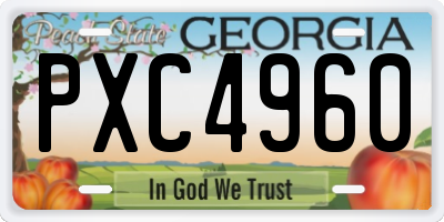 GA license plate PXC4960