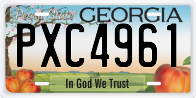 GA license plate PXC4961
