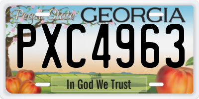 GA license plate PXC4963