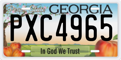 GA license plate PXC4965