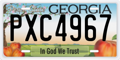 GA license plate PXC4967