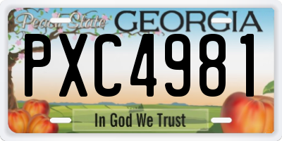 GA license plate PXC4981