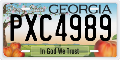 GA license plate PXC4989