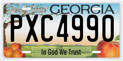GA license plate PXC4990