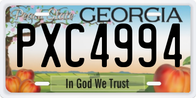 GA license plate PXC4994
