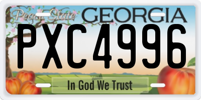 GA license plate PXC4996