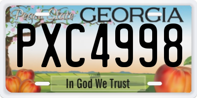 GA license plate PXC4998
