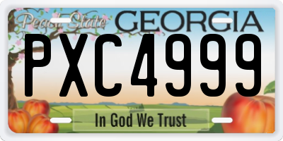 GA license plate PXC4999