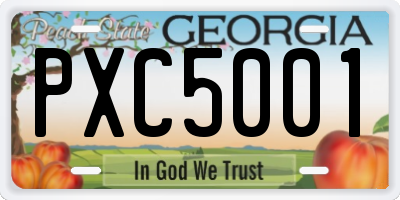 GA license plate PXC5001