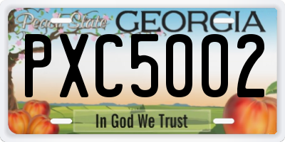 GA license plate PXC5002