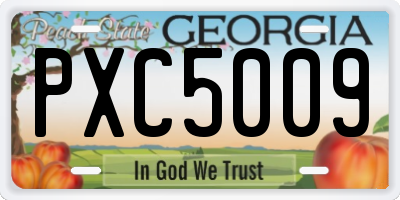 GA license plate PXC5009
