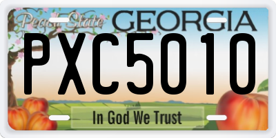 GA license plate PXC5010