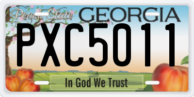 GA license plate PXC5011