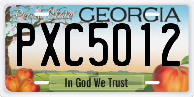 GA license plate PXC5012
