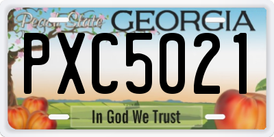 GA license plate PXC5021