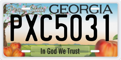 GA license plate PXC5031