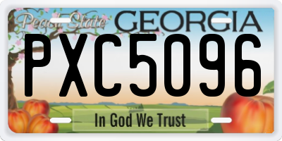 GA license plate PXC5096