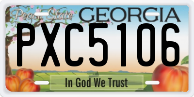 GA license plate PXC5106