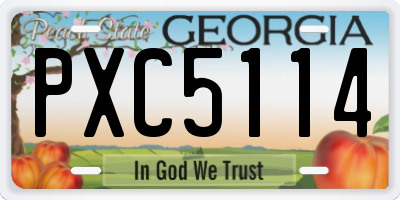 GA license plate PXC5114