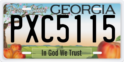 GA license plate PXC5115