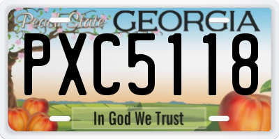 GA license plate PXC5118