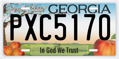 GA license plate PXC5170