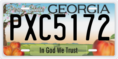 GA license plate PXC5172