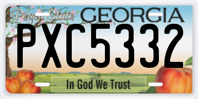 GA license plate PXC5332