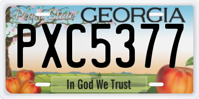 GA license plate PXC5377
