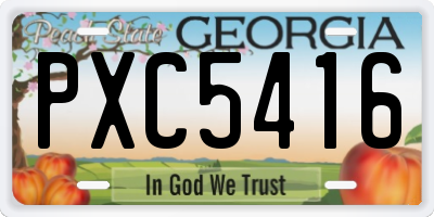 GA license plate PXC5416
