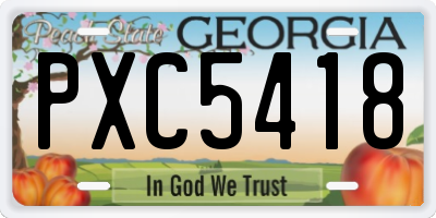 GA license plate PXC5418