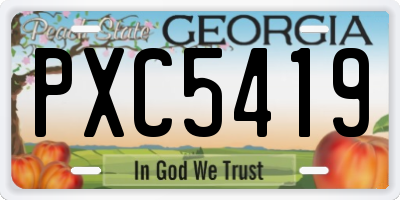 GA license plate PXC5419