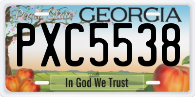 GA license plate PXC5538