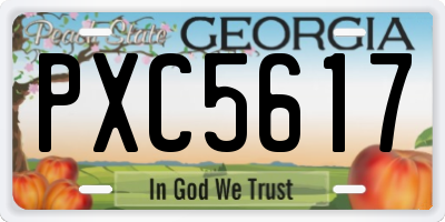 GA license plate PXC5617