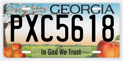 GA license plate PXC5618