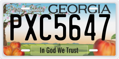 GA license plate PXC5647