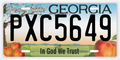 GA license plate PXC5649