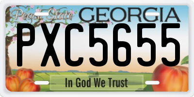 GA license plate PXC5655