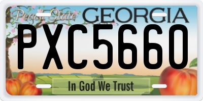 GA license plate PXC5660