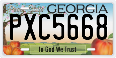 GA license plate PXC5668