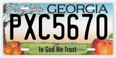 GA license plate PXC5670