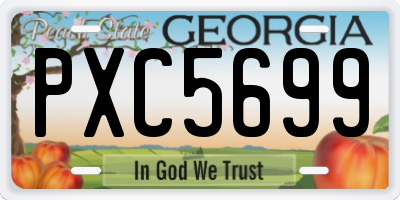 GA license plate PXC5699
