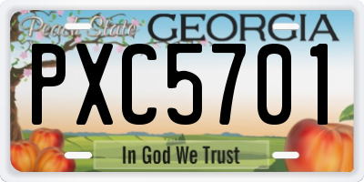 GA license plate PXC5701