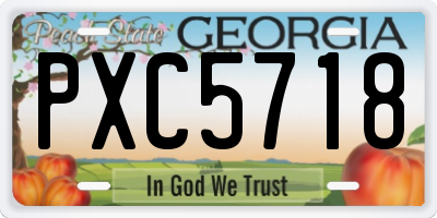 GA license plate PXC5718