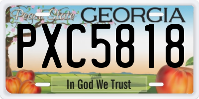 GA license plate PXC5818
