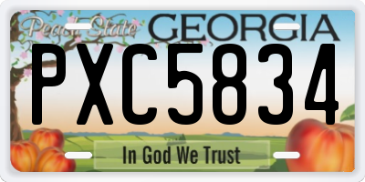GA license plate PXC5834