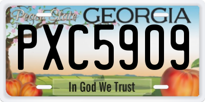 GA license plate PXC5909