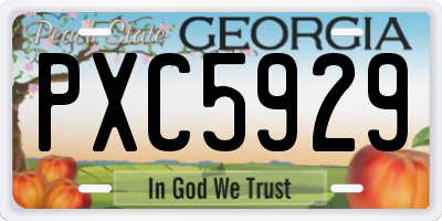 GA license plate PXC5929