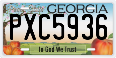 GA license plate PXC5936
